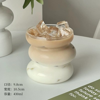 Taza regordeta con asa al por mayor, vaso resistente al calor, vaso de jugo para el hogar, vaso de agua de borosilicato transparente