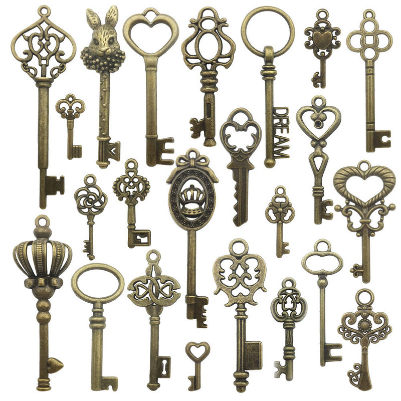 Vintage Bronze Color Key Creative DIY Alloy Accessories Fashion Personality Love Key Pendant