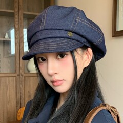 日系复古文艺风春秋贝雷帽女薄款大头围显脸小八角画家帽子云朵帽