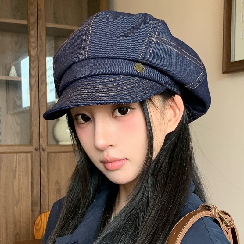 日系复古文艺风春秋贝雷帽女薄款大头围显脸小八角画家帽子云朵帽|undefined