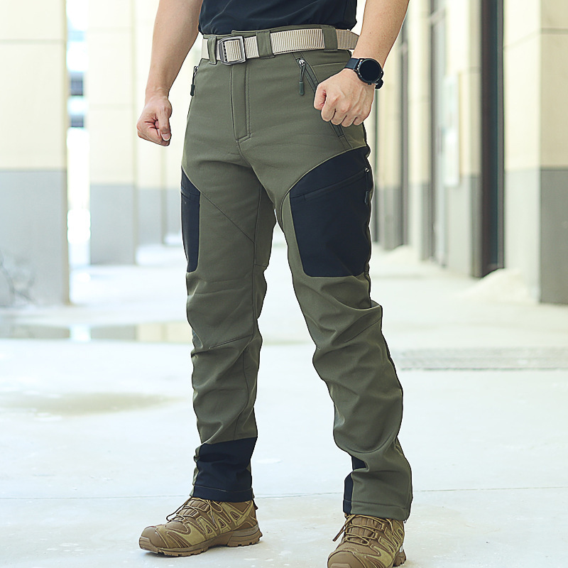 Rhinoceros 2.0 Softshell Pants Multifunctional Tactical Pants with Multiple Pockets, Fleece-Lined Pants for Outdoor Sports, Cold-Proof Hiking Pants