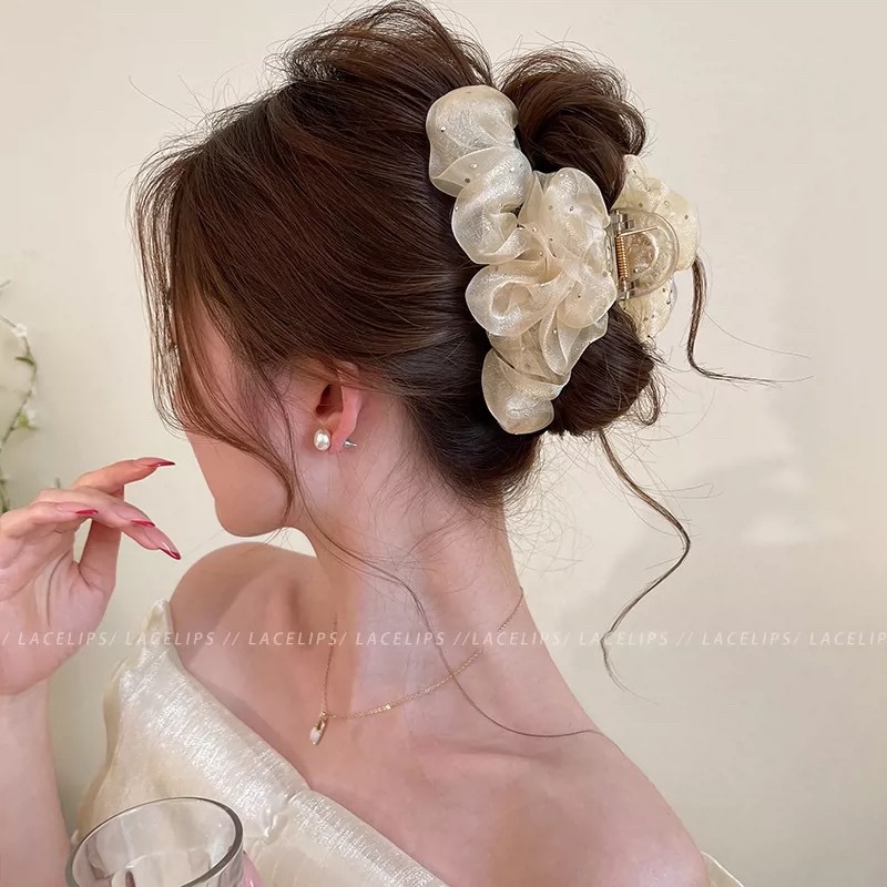 48# [mi apricot color] transparent mesh sparkling diamond clouds about 13cm