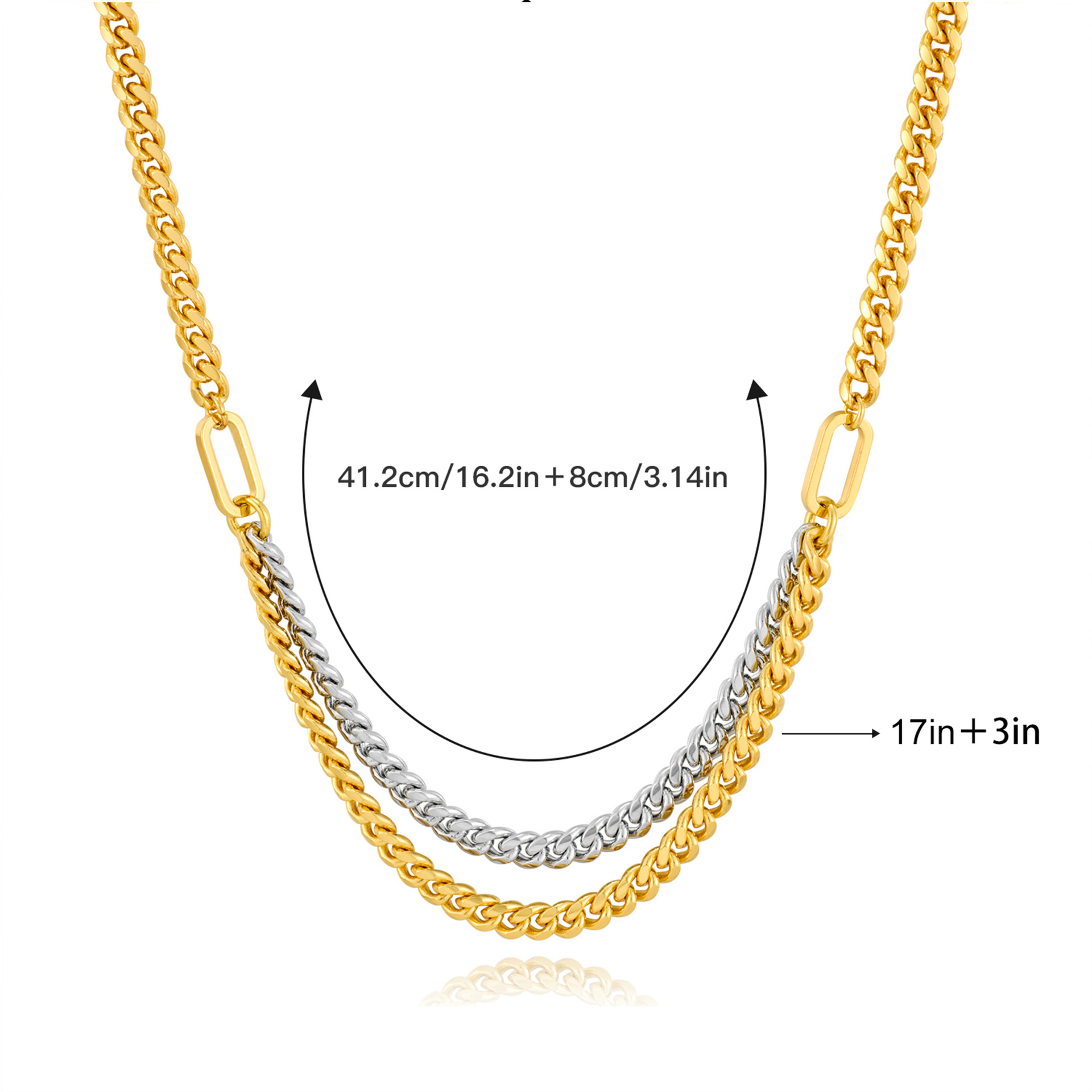 european-and-american-hip-hop-style-double-layer-necklace-mens-and-womens-accessories-double-layer-neck-chain-fashion-cross-border-golden-cuban-lock-street-bone-chain european-and-american-hip-hop-style-double-layer-necklace-mens-and-womens-accessories-double-layer-neck-chain-fashion-cross-border-golden-cuban-lock-street-bone-chain