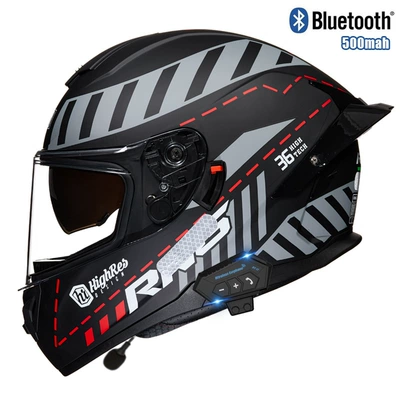 big tail bluetooth full, Motosiklet kaskı (dəbilqə) - red-maze-transparentbluetooth-m
