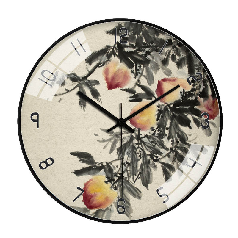 Reloj de pared de estilo chino para sala [20cm/8 pulgadas], diseño creativo moderno y atmosférico, reloj de cuarzo silencioso/artístico