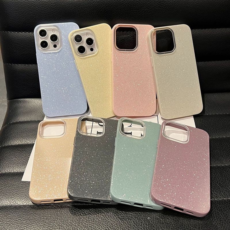 Suitable for Iphone17 Cross-Border New Glitter Mobile Phone Case Simple Pure Color Classy Apple 16 Mobile Phone Protective Cover