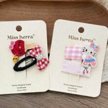 卡通KT运动乒乓球B发夹新款甜美韩国原创ins小香风布艺头饰不伤发