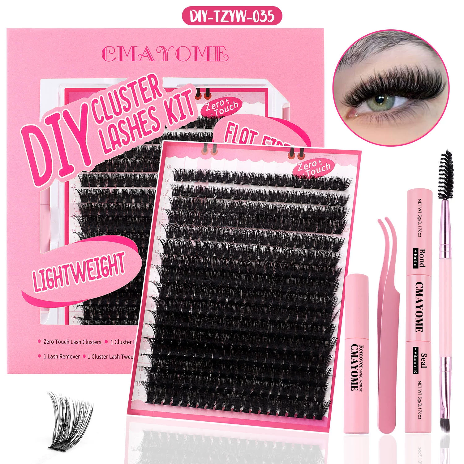 False eyelash kit DIY, capacious dense European style, separate cluster lashes with tools