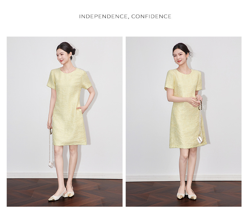Váy maxi nữ thắt eo họa tiết bướm dập nổi jacquard — Màu hồng chi tiết 8