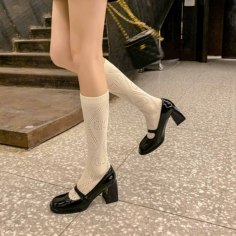 Мэри Джейн высокие каблуки 2023 новый стиль маленький Коренастый каблук французский стиль пряжка ретро Обувь