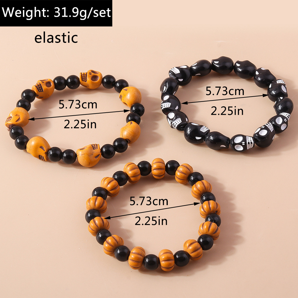 Halloween Beaded Bracelet Set Skull Pumpkin Personality Fun String Bracelet Accessories_voghion.com