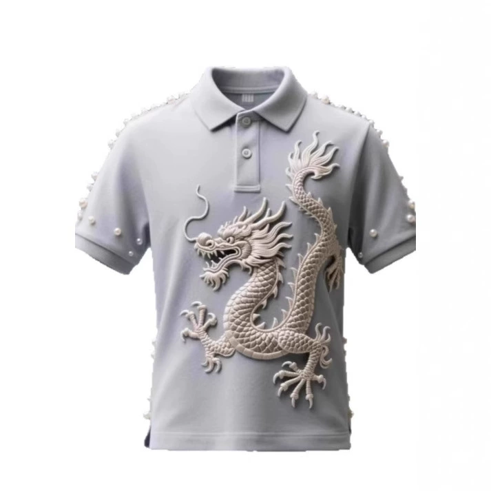 Цифровая рубашка-поло с принтом всего тела, изготовленная по индивидуальному заказу с культурными элементами дракона, с короткими рукавами, 3D-классная рекламная форма для мероприятий, ищет заводскую обработку
