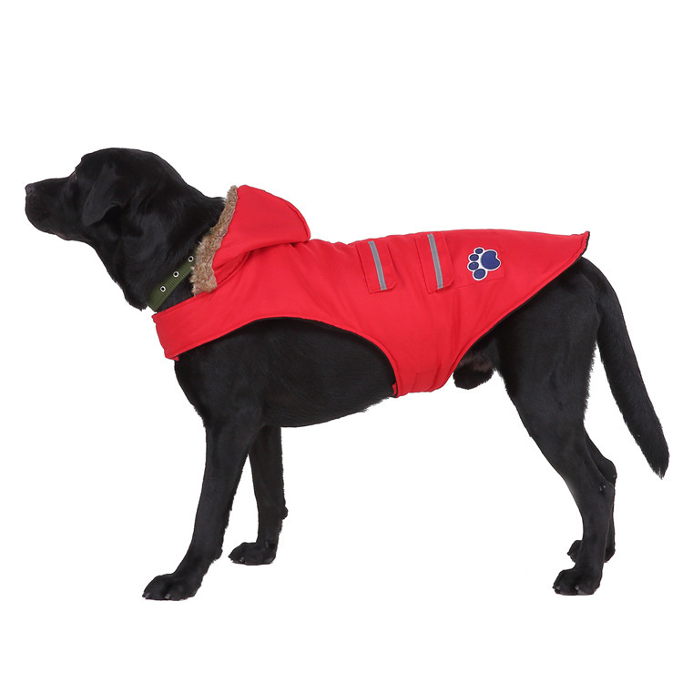 Casaco refletor para cães grandes com capuz para inverno_voghion.com