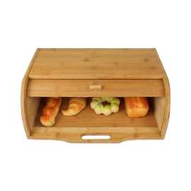 竹木多功能收纳盒家用实木带盖式收纳箱木制厨房糕点食物储存箱