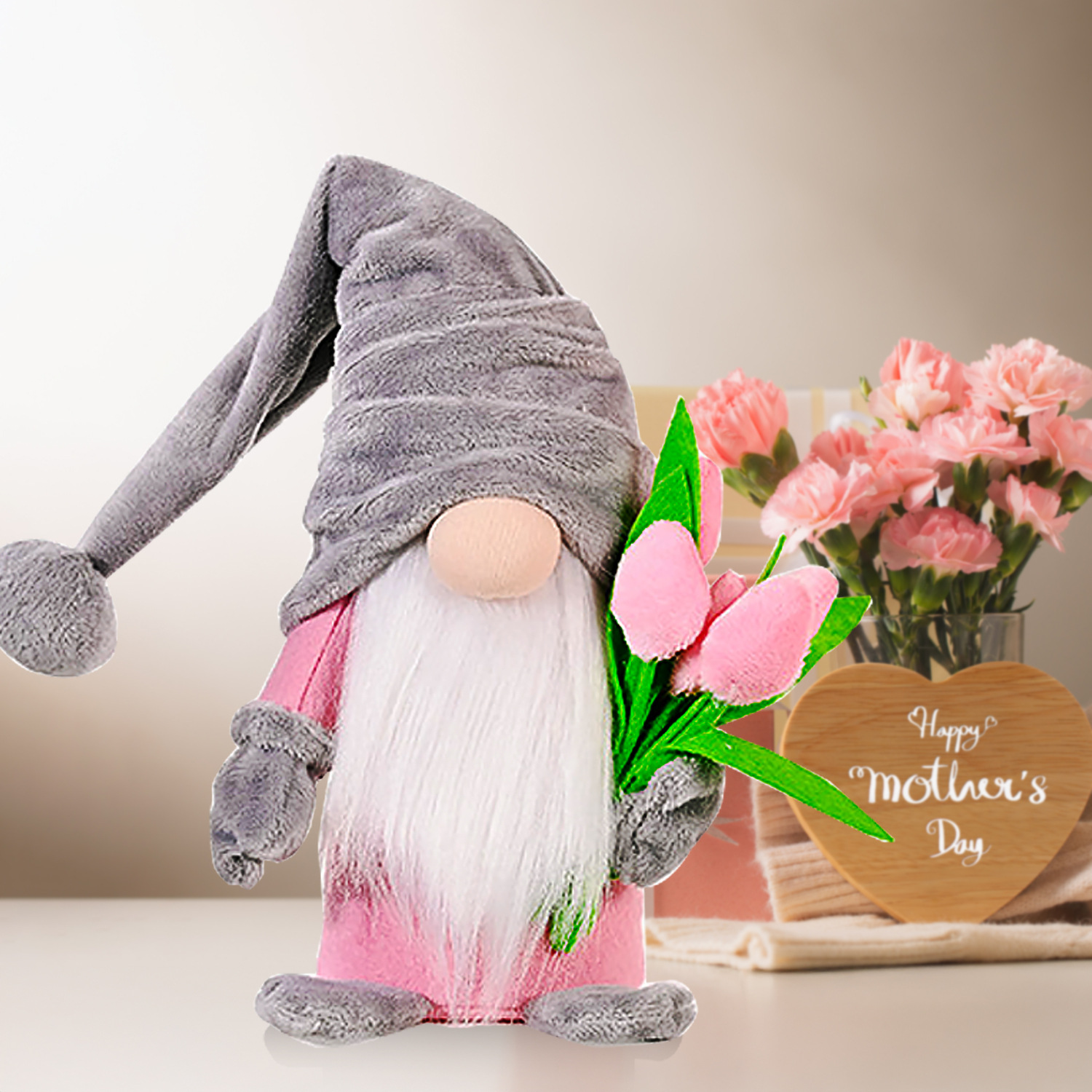 Cross-Border Nuevo Día DE LA Madre decoración Tulipán con flor sin rostro ancianos centro comercial ventana atmósfera suministros de diseño