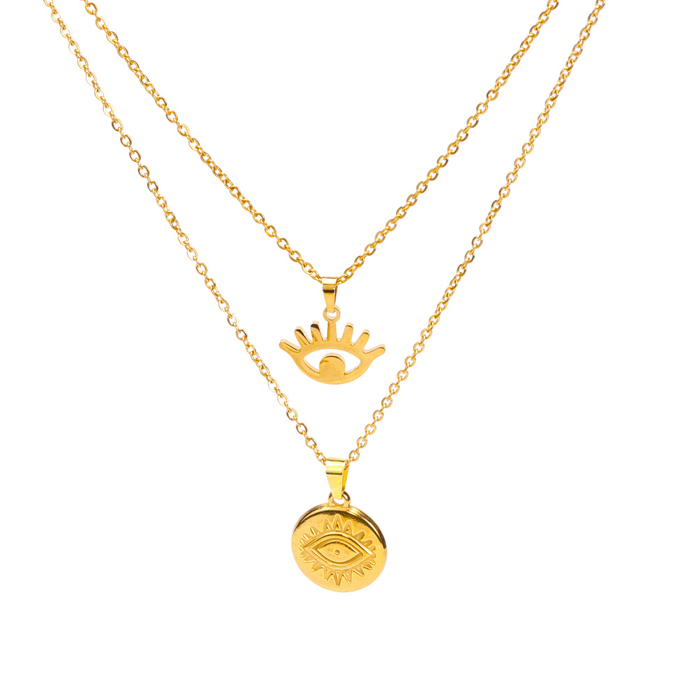 Simple Style Printing Stainless Steel Gold Plated Layered Necklaces 1 Set