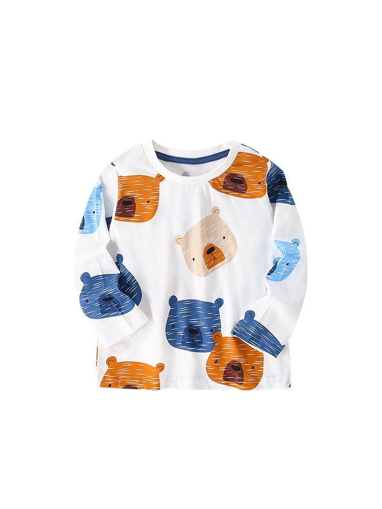 Mawlee camiseta de niño otoño nuevo estilo europeo y americano para niños de media edad impresión de aire exterior cuello redondo camiseta de manga larga