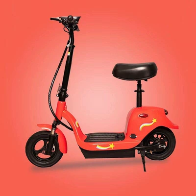 battery scooter, Qatlanan elektrik velosipedlər - 10inch-has-a-red-brush-24v12a-automotive-grade-lithium-battery-rechargeable-with-a-range-of-40-50-miles-24v