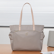 牛津布女通勤手提包大容量单肩斜挎托特包15英寸笔记本电脑包纯色