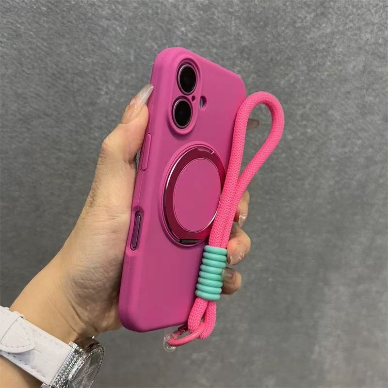 Soporte magnético 360 de color sólido simple para iPhone16ProMax/15 funda para teléfono móvil 13 Apple 14 cordón 16