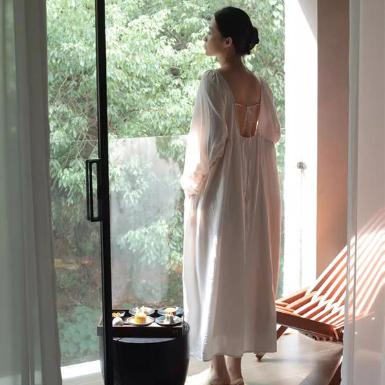 Girl's Sweet and Gentle Nightgown Long-sleeved Pajamas Women's Spring and Autumn 2024 New High-end Home dress Long Dress