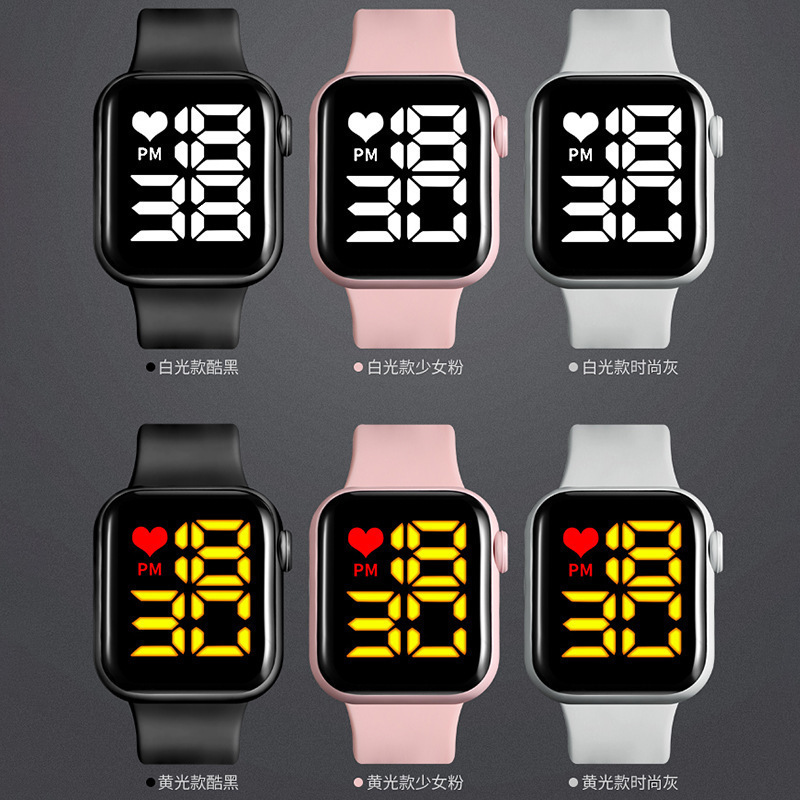 New cross-border small square couple Children's watch male and female students fashion Sports Apple LED electronic watch ins New cross-border small square couple Children's watch male and female students fashion Sports Apple LED electronic watch ins
