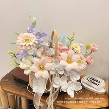 扭扭棒花篮diy手工材料包diy春日手提花束送女朋友闺蜜生日礼物花