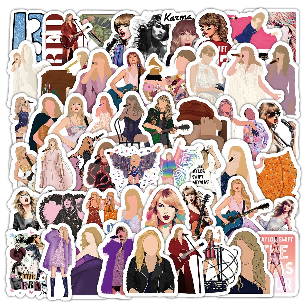 400 новых моделей Taylor Mold Sticker Popular Singer Creative and Fun DIY handbook post mobile phone decoration small sticker paintings