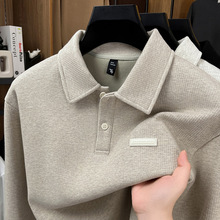 品牌老钱慵懒风秋季男士翻领POLO衫简约百搭宽松型休闲套头衫上衣