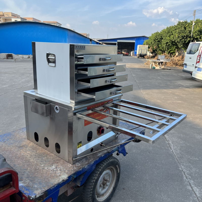 Longjingding modelo de coche de tres ruedas máquina de salchichas de gas vapor comercial multifuncional horno de salchichas de vapor de desayuno cabina completa image 19