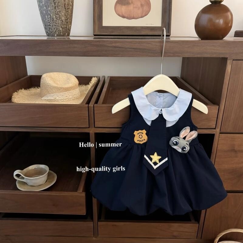 [Xianning Seven] Original cos Conejo Oficial de policía Bebé Jk Cute Doll Collar Estilo universitario Falda de botones florales