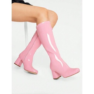 H 16168 Square Toe High Heel Boots ���^�߸�ѥ �W���羳