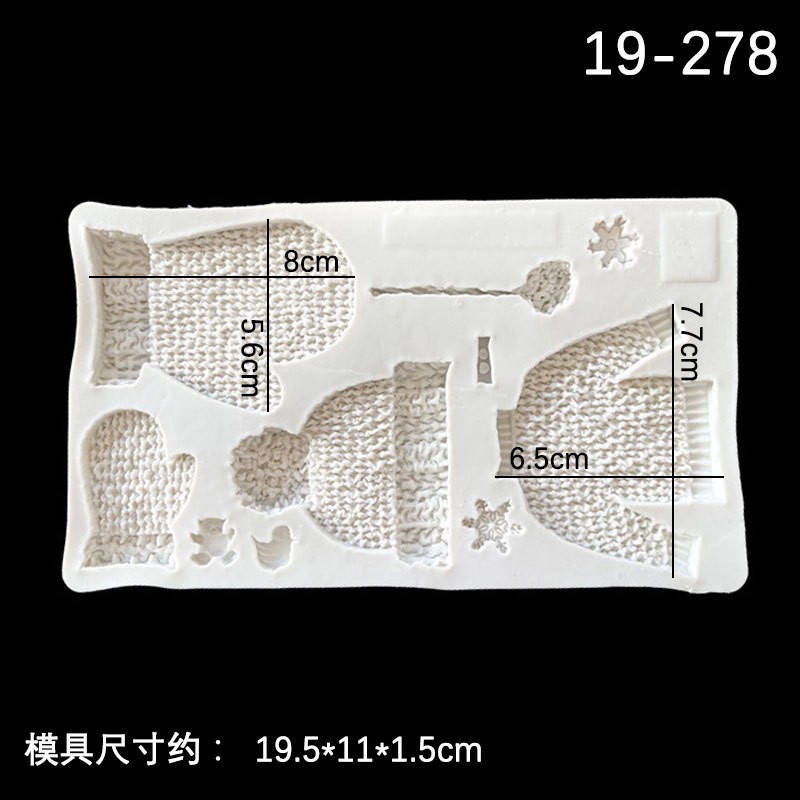 Pastel de fondant decorada Guantes de lana de Navidad Molde de silicona Sombrero de galletas de chocolate para hornear