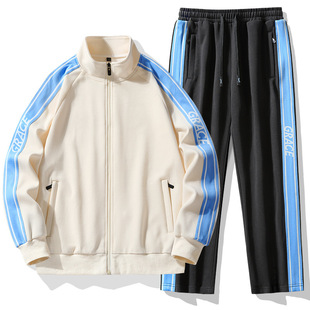 2024 spring new sports suit men's cotton sweater suit women's couple wear fashion trendy sportswear loose
