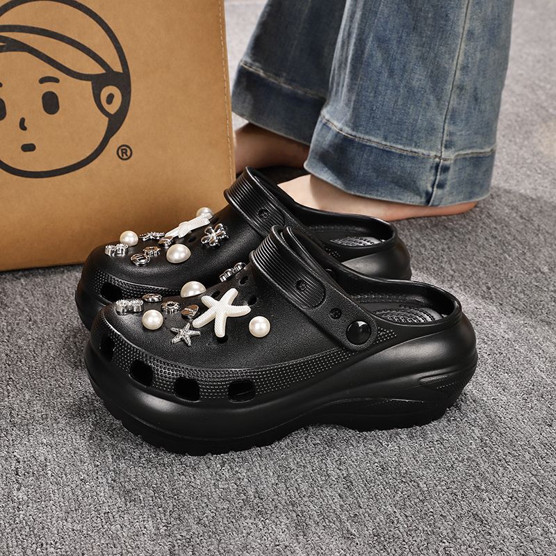 2025 New Style Light Wheel Clogs for Women Summer Casual Thick Sole Heightening Cloud Puff Eva Outer Wear Non-Slip Versatile