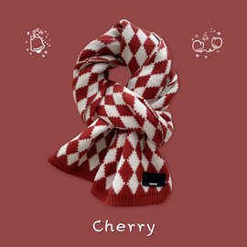 2025新款圣诞樱桃红保暖围巾显白秋冬搭配新年红围脖软糯品质披肩