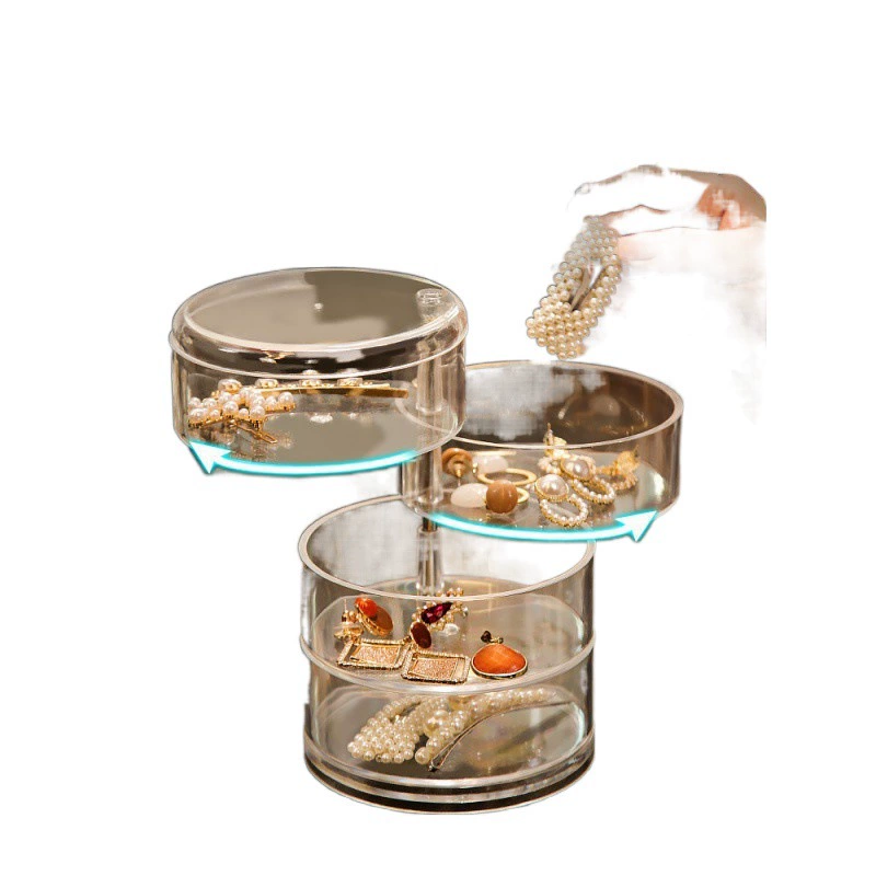 Cosmetic transparent acrylic storage box, hair rope, earrings, sponge, lipstick