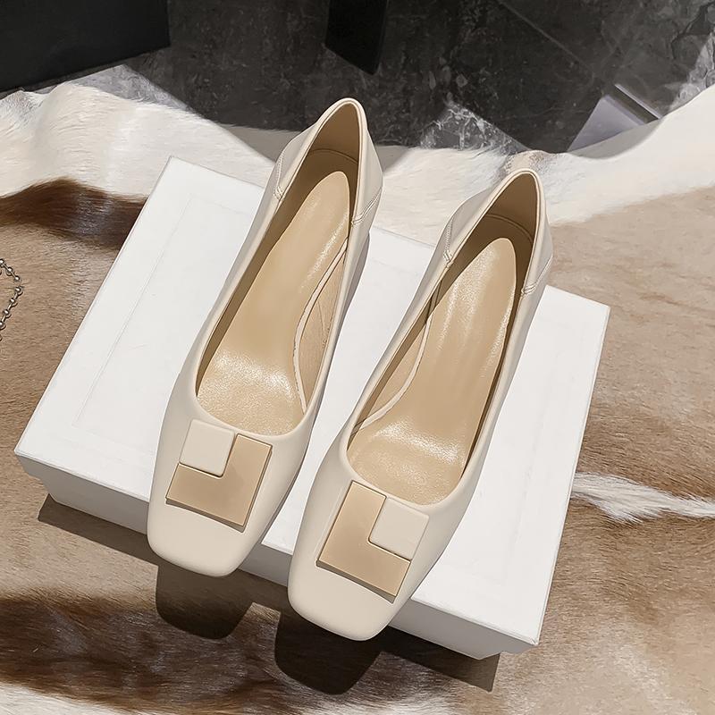 Unique Square-Toe Women's Shoes 2026 Spring/Summer New Style Chunky Mid-Heel Work Shoes Versatile Non-Slip Square Buckle Women's Shoes Unique Square-Toe Women's Shoes 2026 Spring/Summer New Style Chunky Mid-Heel Work Shoes Versatile Non-Slip Square Buckle Women's Shoes