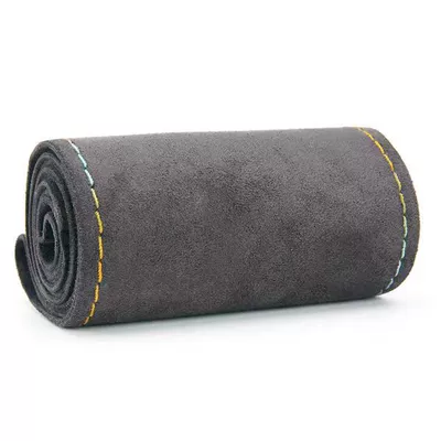 Cover Genuine Leather Hand-Stitched Handlebar – Steering wheel cover - carbon-black-colored-thread-38cm