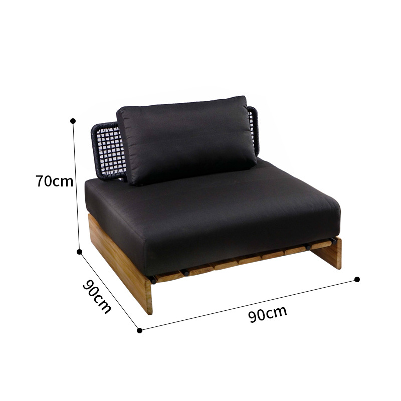 Sofá de ratán de teca al aire libre, patio, balcón al aire libre, jardín, ocio, hotel, muebles creativos de madera maciza