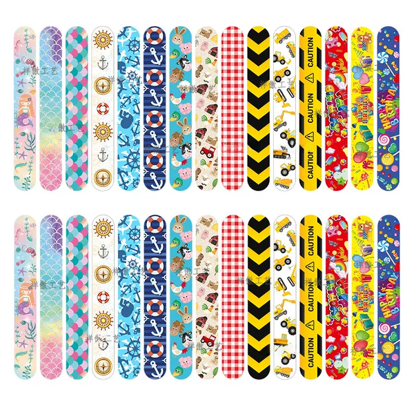 Cross-border New Mermaid Pirate Farm Engineering Car Snap Ring Bracelet Children's Party Birthday Pat Ring