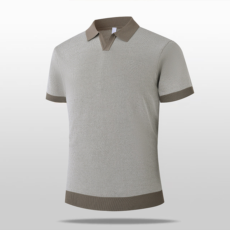 Polo camiseta de punto camiseta de manga corta hombre cuello V gaviota cuello viejo viento de negocios camiseta de hielo de verano fábrica transfronteriza al por mayor