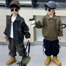 痞帅男童皮衣外套春秋款2025新款洋气宝宝衣服男孩儿童秋款夹克潮