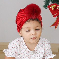 2022冬季新款金絲絨毛球帽秋季流行新款嬰幼兒保暖帽子Baby hat