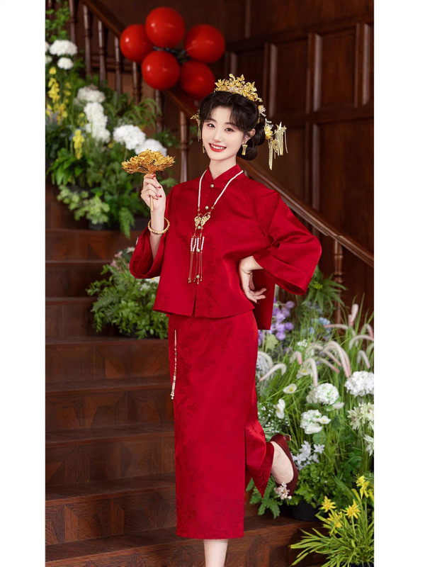 敬酒服套装2025新款小个子旗袍中式结婚订婚礼服女连衣裙影楼拍照|undefined