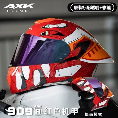3C/DOT Motorcycle Helmet for Men and Women, All-Season Riding Open-Face Helmet, Winter Warm Riding Safety Helmet (Motosiklet kaskı (dəbilqə)) - 3cdot909-a-red-mech-colorful-mirrorsdual-mirrors-l-size-59-60cm