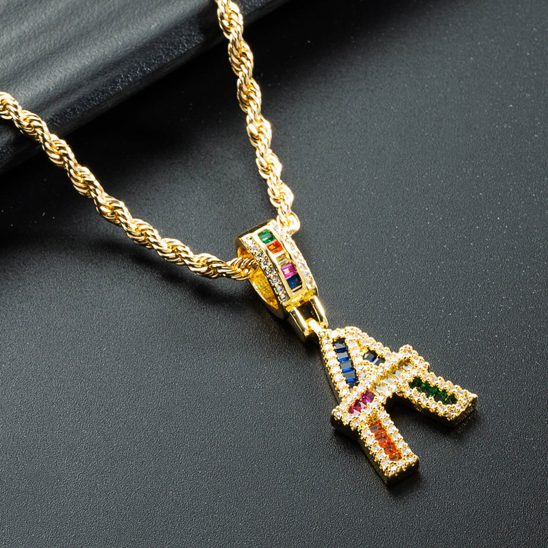 Wholesale Collar Chapado En Oro De Cobre Con Colgante De Letra De Circonita De Color Nihaojewelry display picture 20