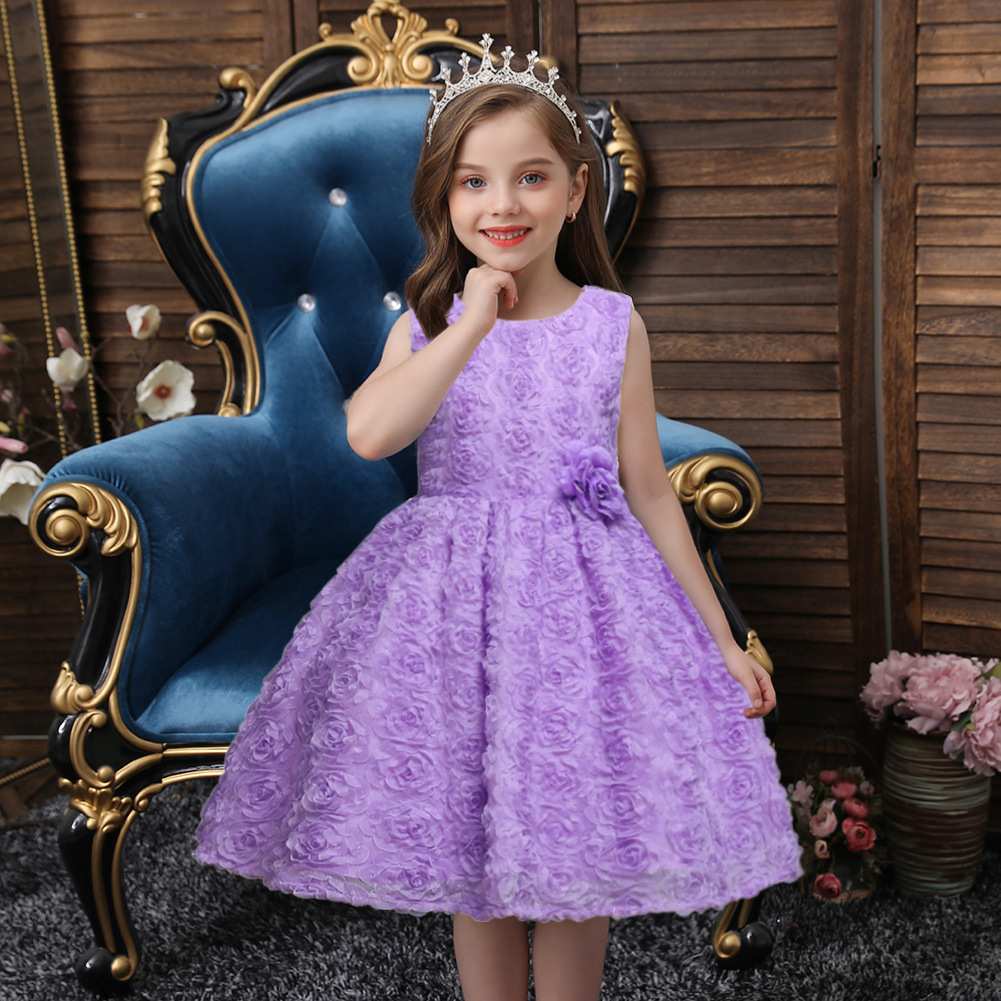 Girls dress purple princess dress childr...