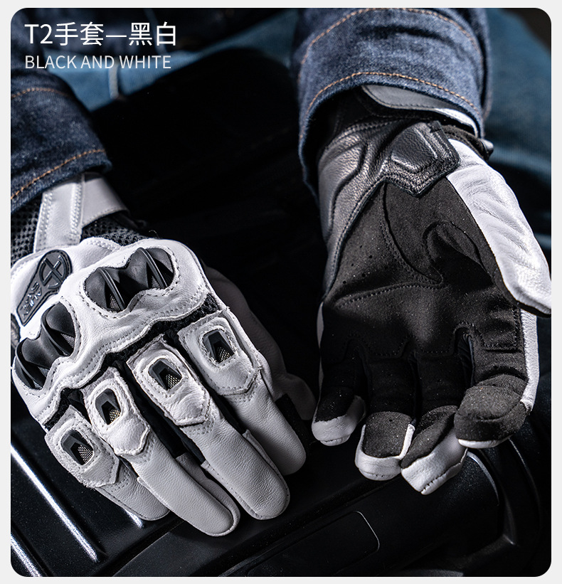 Alien Snail Motorcycle Rider Genuine Leather Retro Riding Gloves Spring and Autumn Road Rally Anti-Fall and Anti-Slip