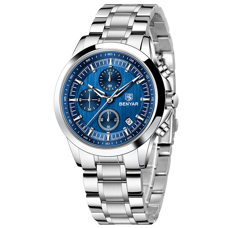 BENYAR Reloj de hombre cronógrafo multifunción calendario deportivo impermeable reloj de cuarzo de negocios BY5210